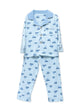 Powder Blue Car Print Button-Down Night Suit (Unisex)