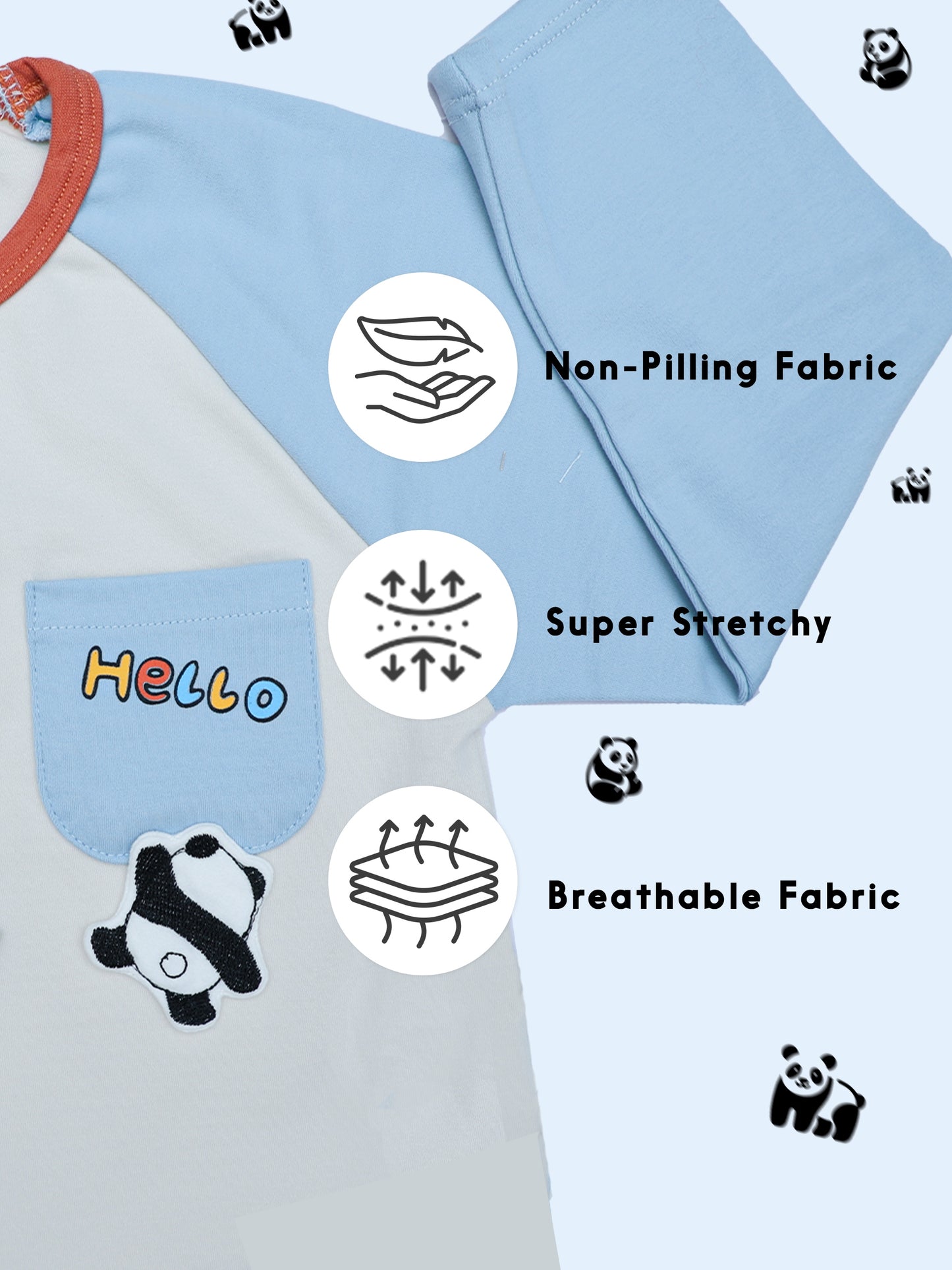 Blue & White Panda Pocket PJs (Unisex)