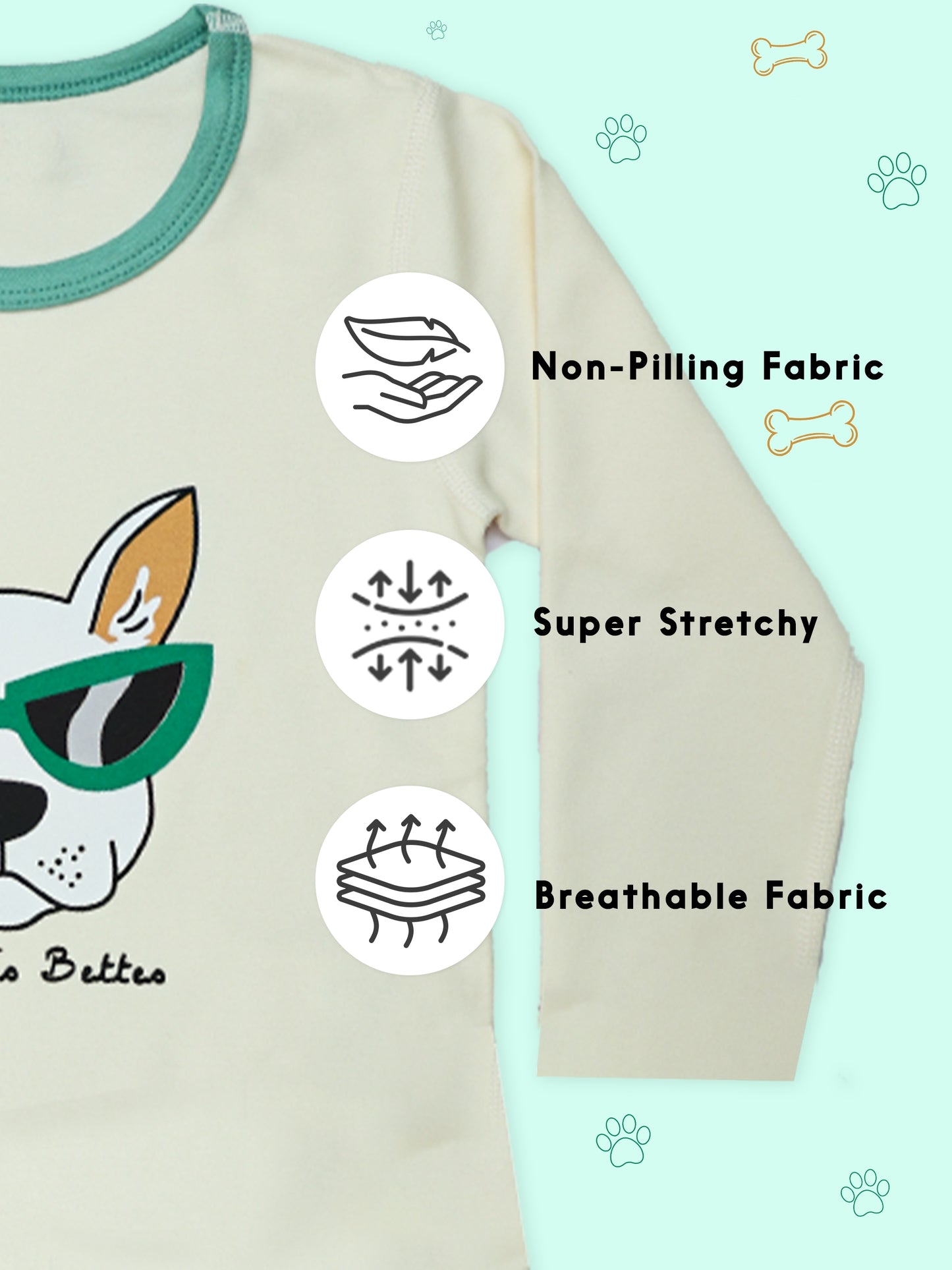 Life Is Better - Cream Dog Print PJs (Unisex)