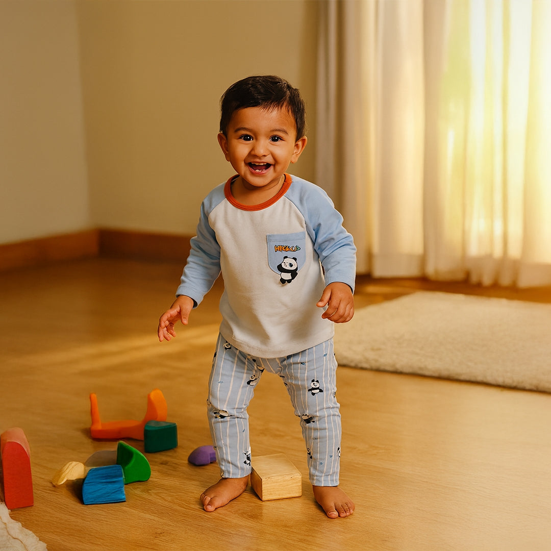Blue & White Panda Pocket PJs (Unisex)