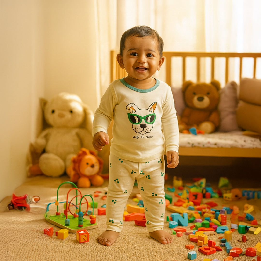 Life Is Better - Cream Dog Print PJs (Unisex)